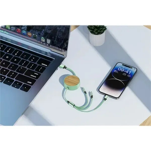 Bamboo Retractable Charging Cable