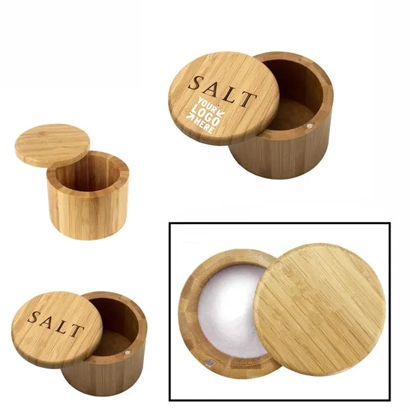 Durable Bamboo Salt & Spice Box w/ Magnetic Closure