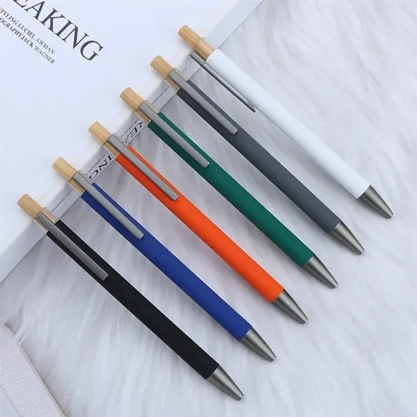 Recycled Aluminum Pen With Bamboo Plunger