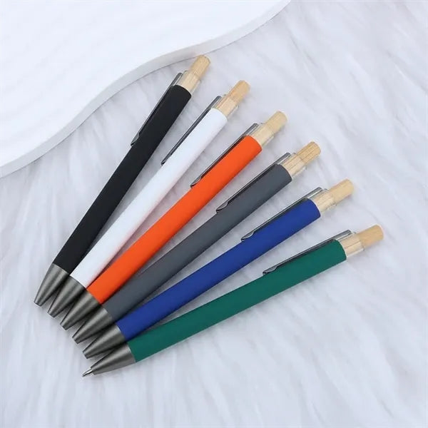Recycled Aluminum Pen With Bamboo Plunger