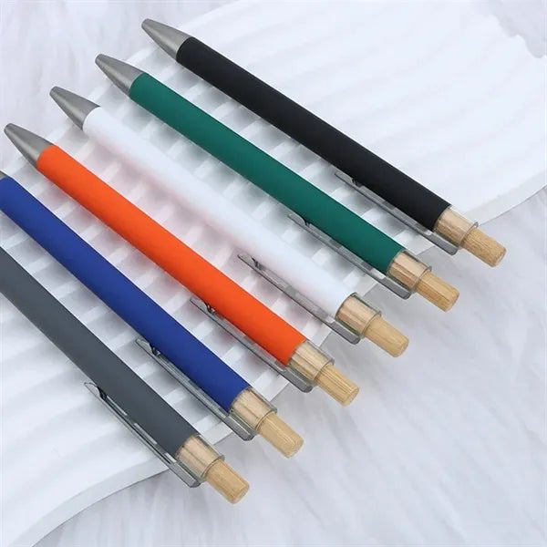 Recycled Aluminum Pen With Bamboo Plunger