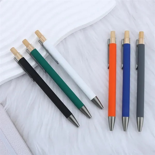 Recycled Aluminum Pen With Bamboo Plunger