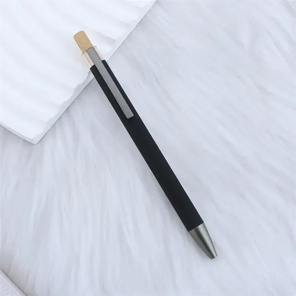 Recycled Aluminum Pen With Bamboo Plunger
