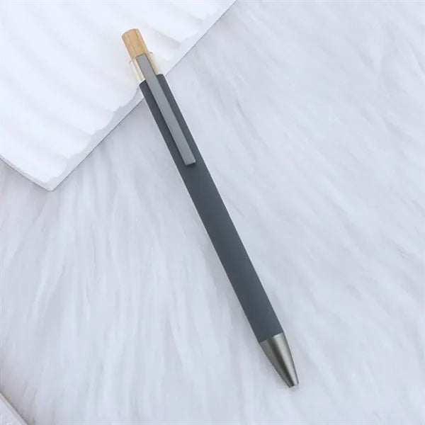Recycled Aluminum Pen With Bamboo Plunger