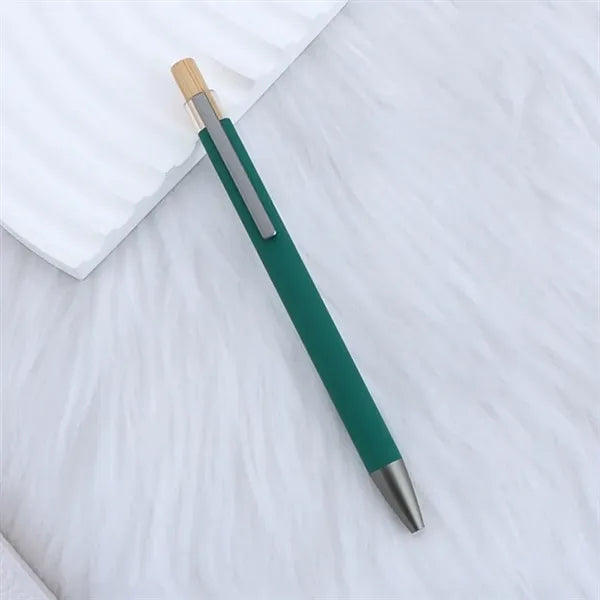 Recycled Aluminum Pen With Bamboo Plunger