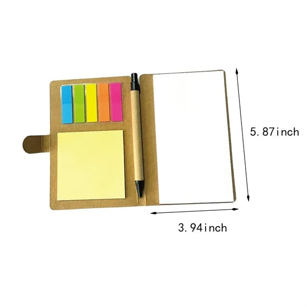 Mini pocket self-stick memo pad index tabs notebook with pen