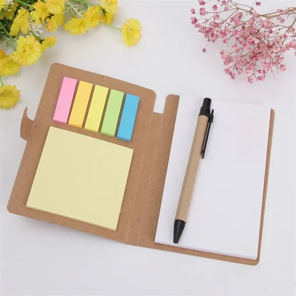 Mini pocket self-stick memo pad index tabs notebook with pen