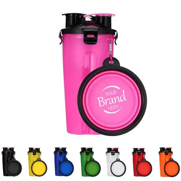 2 In 1 Dog Food Water Bottle With Bowl