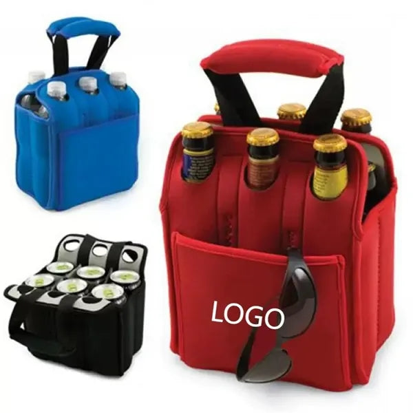 6 Bottles Pack Neoprene Beverage Tote Bag Beer Cover Sleeve