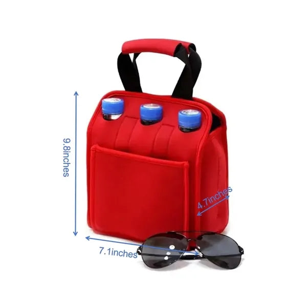6 Bottles Pack Neoprene Beverage Tote Bag Beer Cover Sleeve