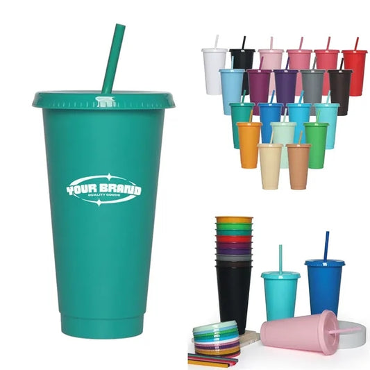 Large Capacity Heat-Resistant Plastic Tumbler with Straw Lid