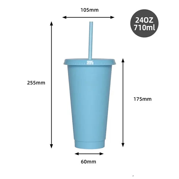 Large Capacity Heat-Resistant Plastic Tumbler with Straw Lid