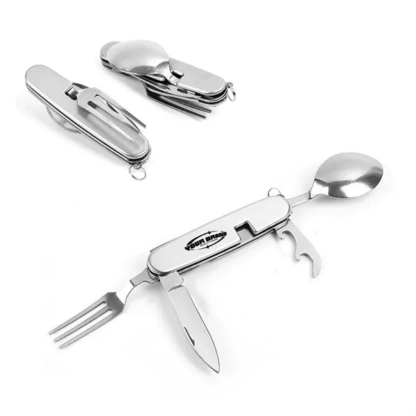 Multi-Functional Folding Stainless Steel Camping Cutlery Set