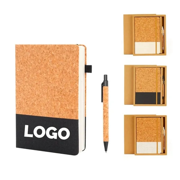 Eco Friendly Cork Gift Soft Wood Notebook Set with Pen