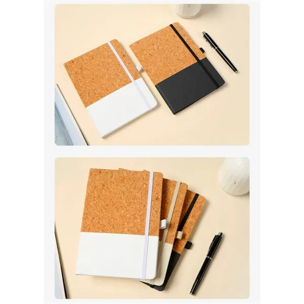 Eco Friendly Cork Gift Soft Wood Notebook Set with Pen