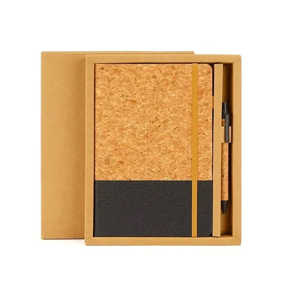 Eco Friendly Cork Gift Soft Wood Notebook Set with Pen