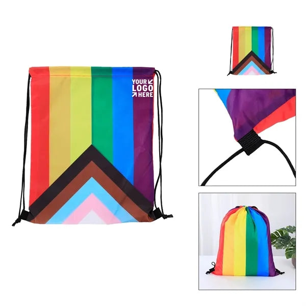 LGBTQ Pride Drawstring Backpack w/ Vibrant Print for Sports