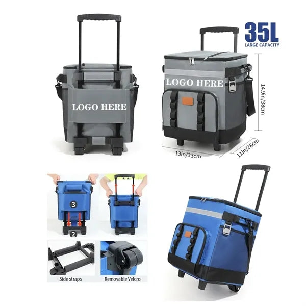 Large capacity insulated lunch trolley bag