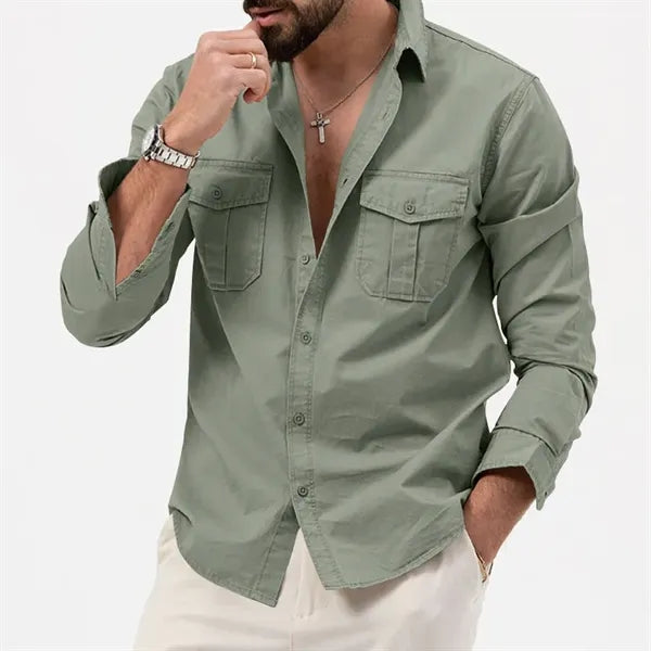 Camping Hiking Men's Long Sleeve Cargo Work Shirts