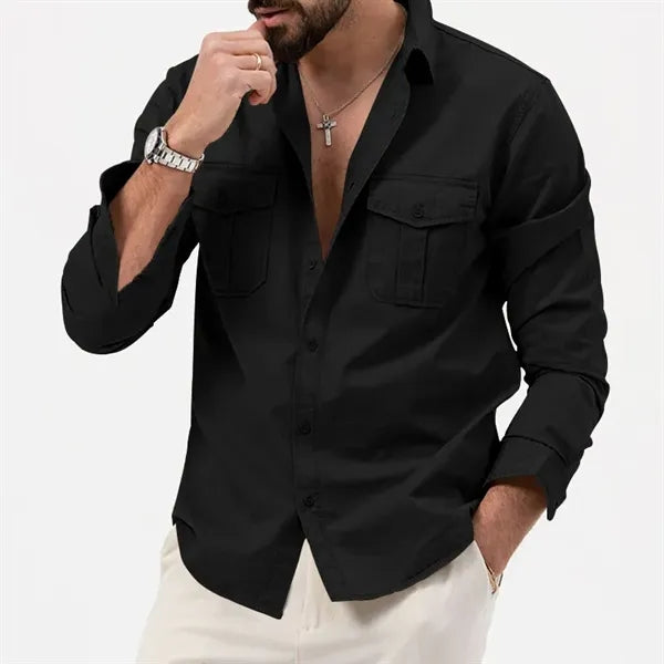 Camping Hiking Men's Long Sleeve Cargo Work Shirts