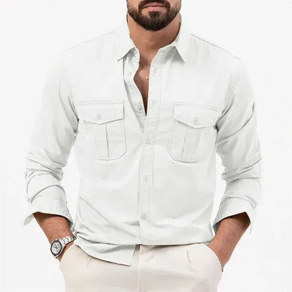 Camping Hiking Men's Long Sleeve Cargo Work Shirts