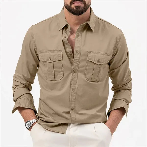 Camping Hiking Men's Long Sleeve Cargo Work Shirts