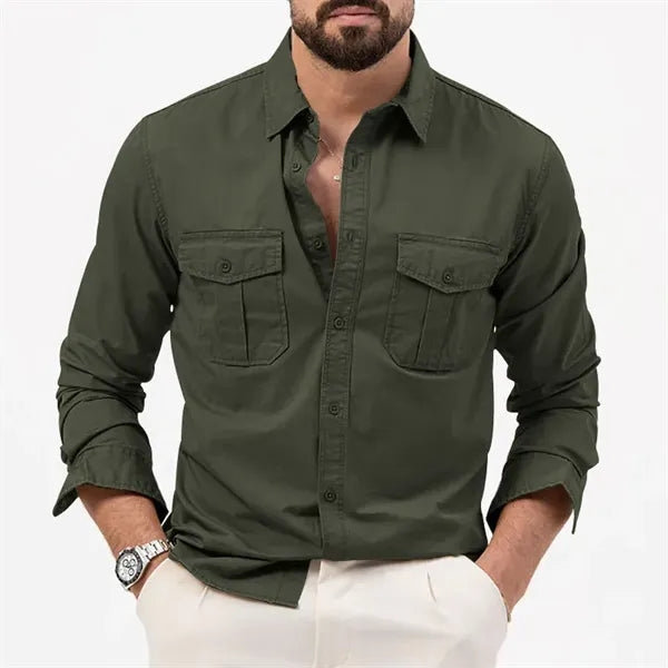 Camping Hiking Men's Long Sleeve Cargo Work Shirts