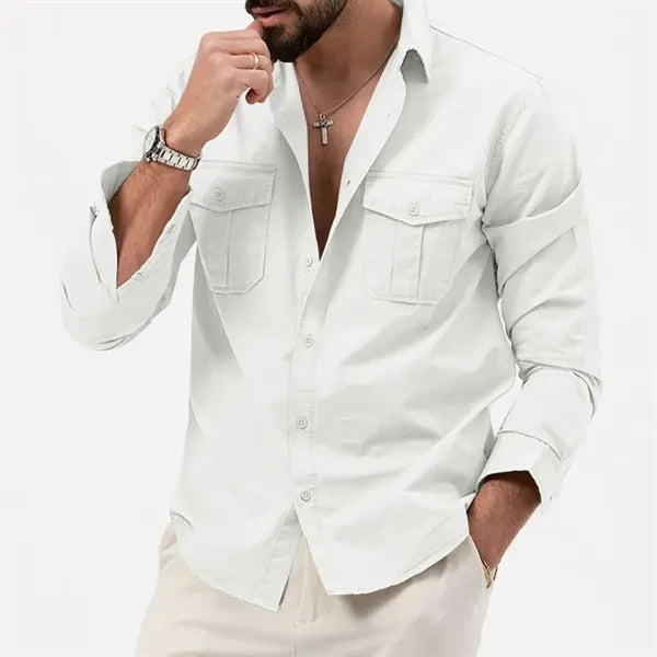Camping Hiking Men's Long Sleeve Cargo Work Shirts