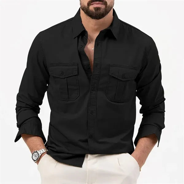 Camping Hiking Men's Long Sleeve Cargo Work Shirts