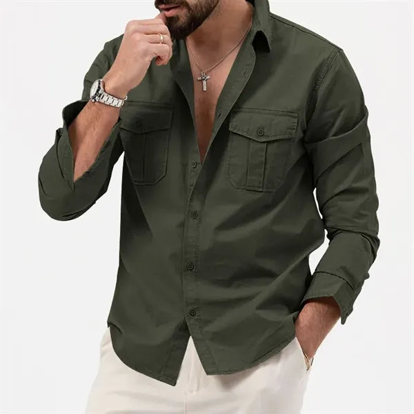 Camping Hiking Men's Long Sleeve Cargo Work Shirts