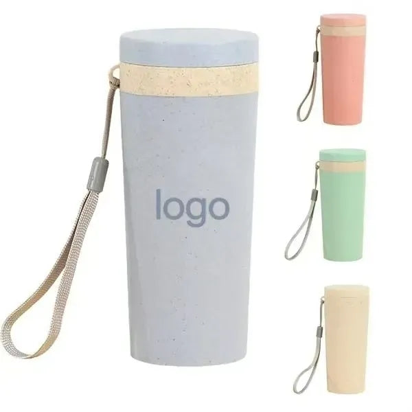Wheat Straw Plastic Portable Lanyard Water Cup