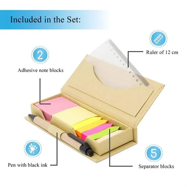 Sticky Note Set With Ruler And Pen