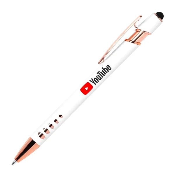Stylus-4563 Ballpoint Soft Touch Pens with Rose Gold Trims
