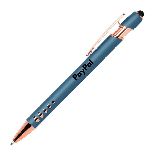 Stylus-4563 Ballpoint Soft Touch Pens with Rose Gold Trims
