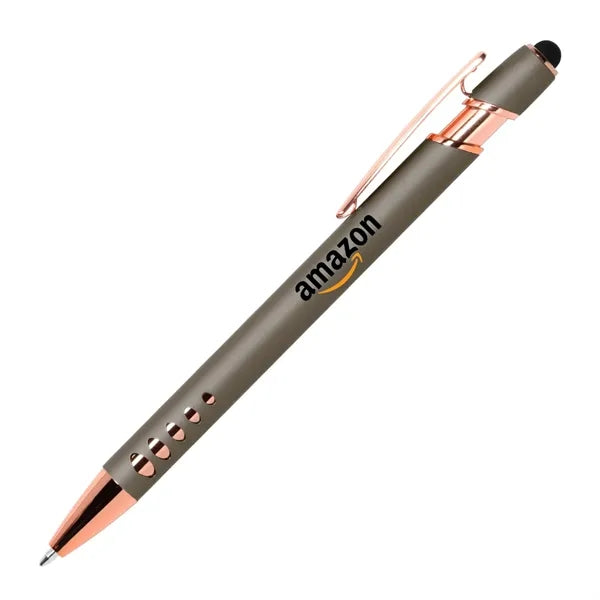Stylus-4563 Ballpoint Soft Touch Pens with Rose Gold Trims
