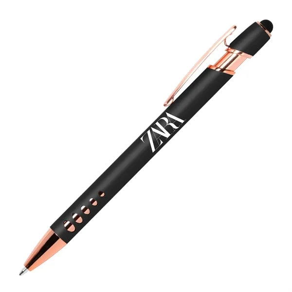 Stylus-4563 Ballpoint Soft Touch Pens with Rose Gold Trims