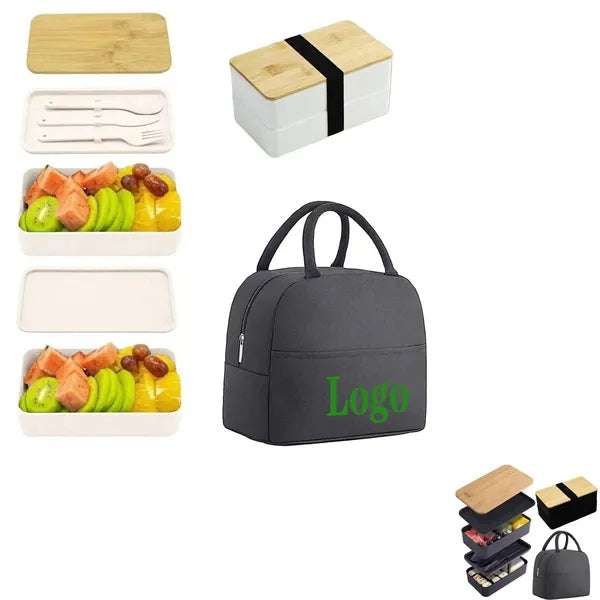 Premium Bamboo Bento Box With Utensils & Lunch Bag