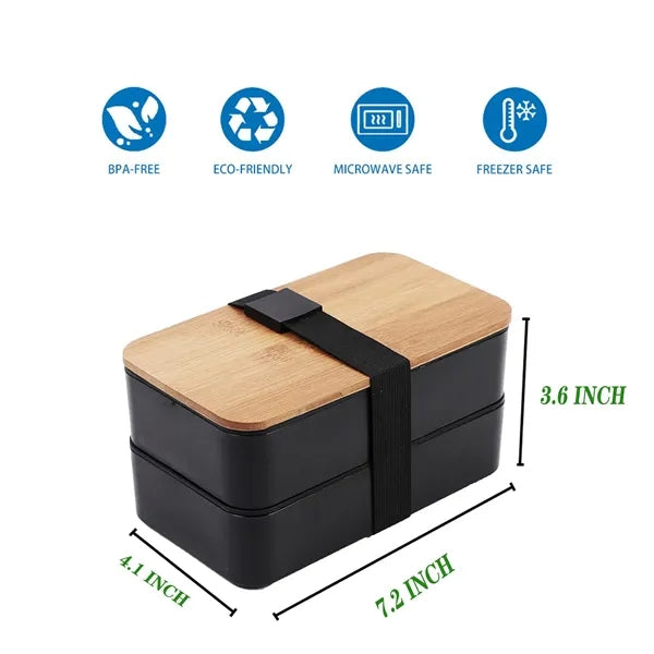 Premium Bamboo Bento Box With Utensils & Lunch Bag