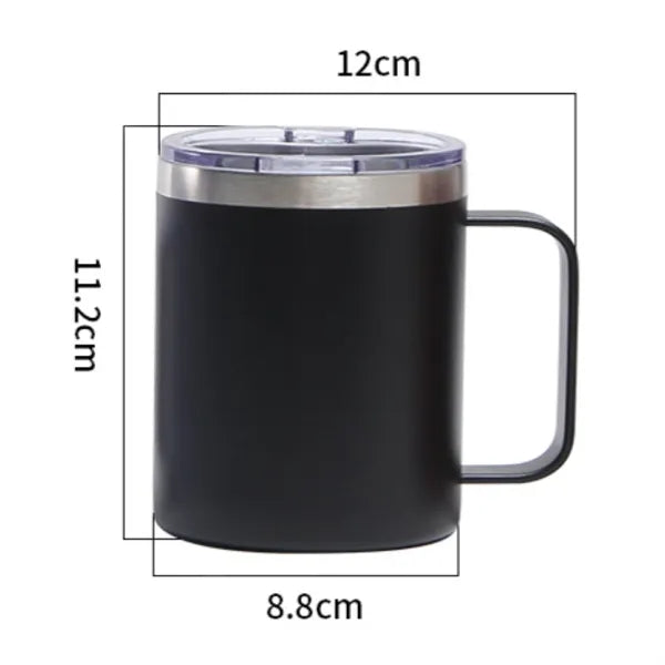 12 Oz Vacuum Insulated Stainless Steel Mug With Handle & Lid