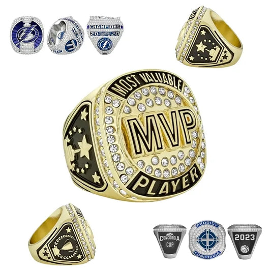 3D Custom Metal Champion Ring With Bling Gemstone