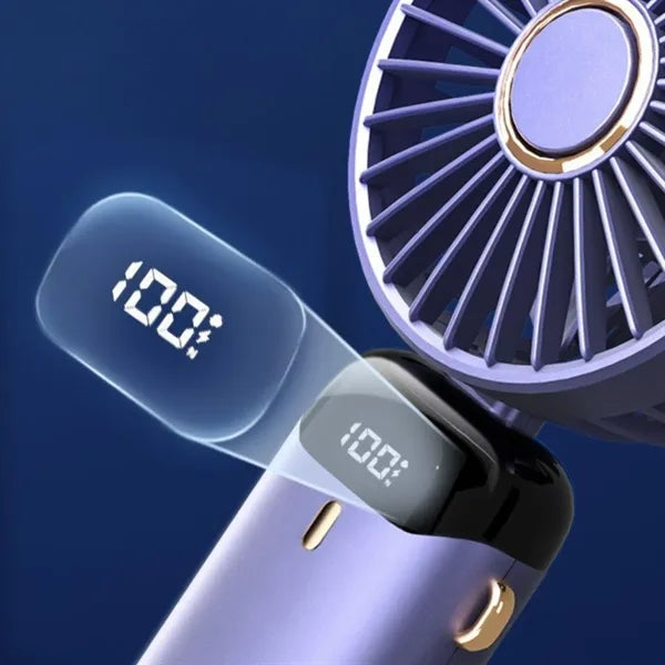 Mini Handheld Foldable Fan with 5 Speeds and LED Display