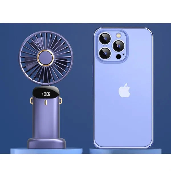 Mini Handheld Foldable Fan with 5 Speeds and LED Display