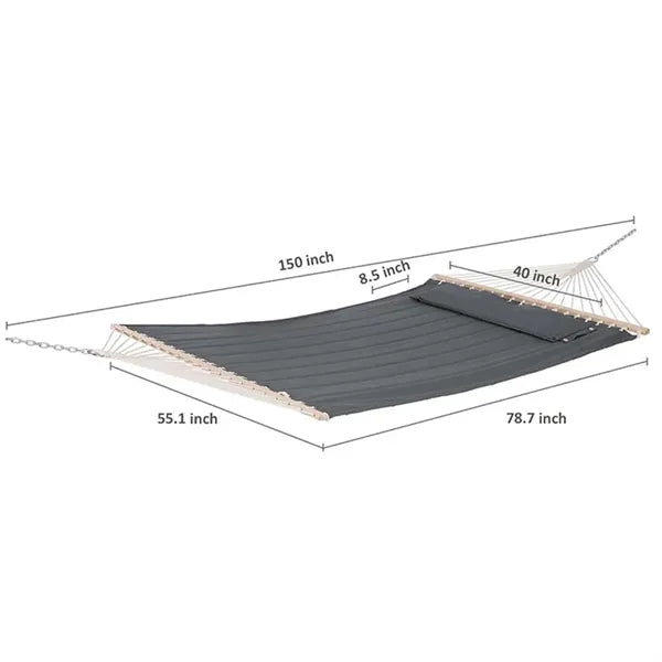 Portable Double Hammock With Curved Spreader Bar