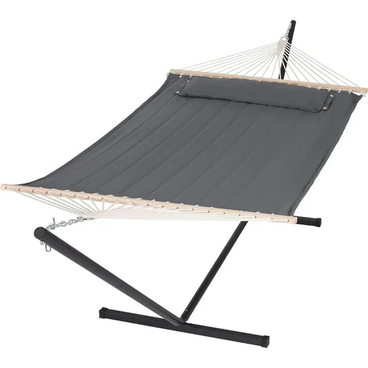 Portable Double Hammock With Curved Spreader Bar