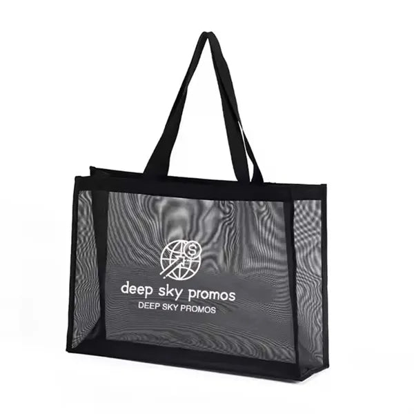 Beach Black Mesh Tote Bag