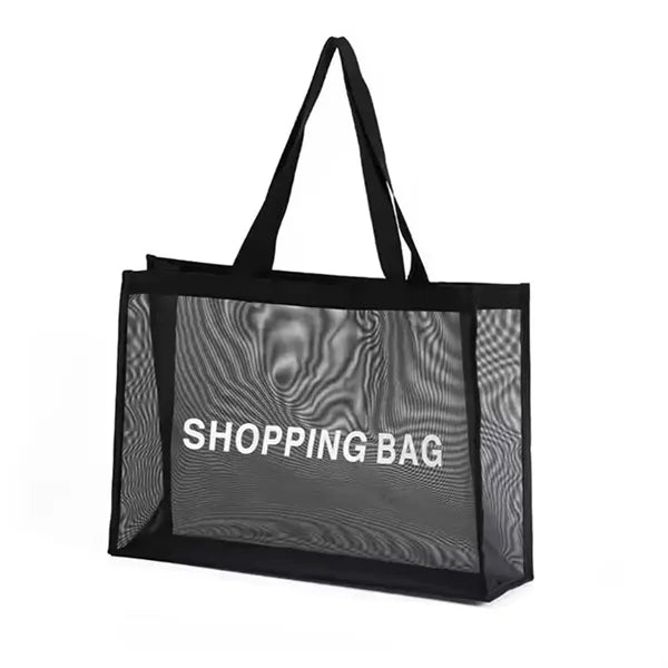 Beach Black Mesh Tote Bag