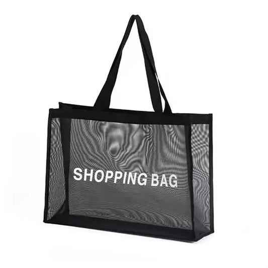 Beach Black Mesh Tote Bag