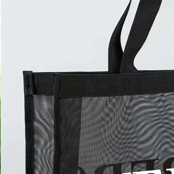 Beach Black Mesh Tote Bag