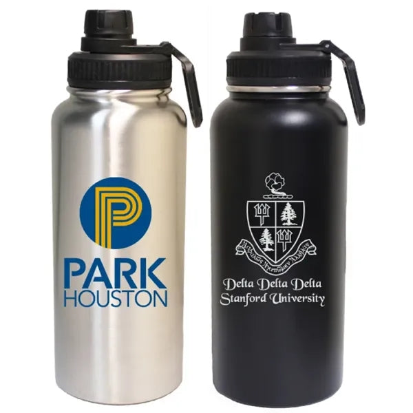 32 Oz. Stainless steel vacuum bottle with twist-on lid/spout