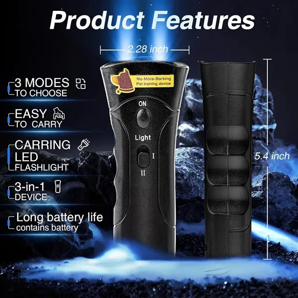 Dual-Head LED Flashlight Ultrasonic Portable Dog Trainer